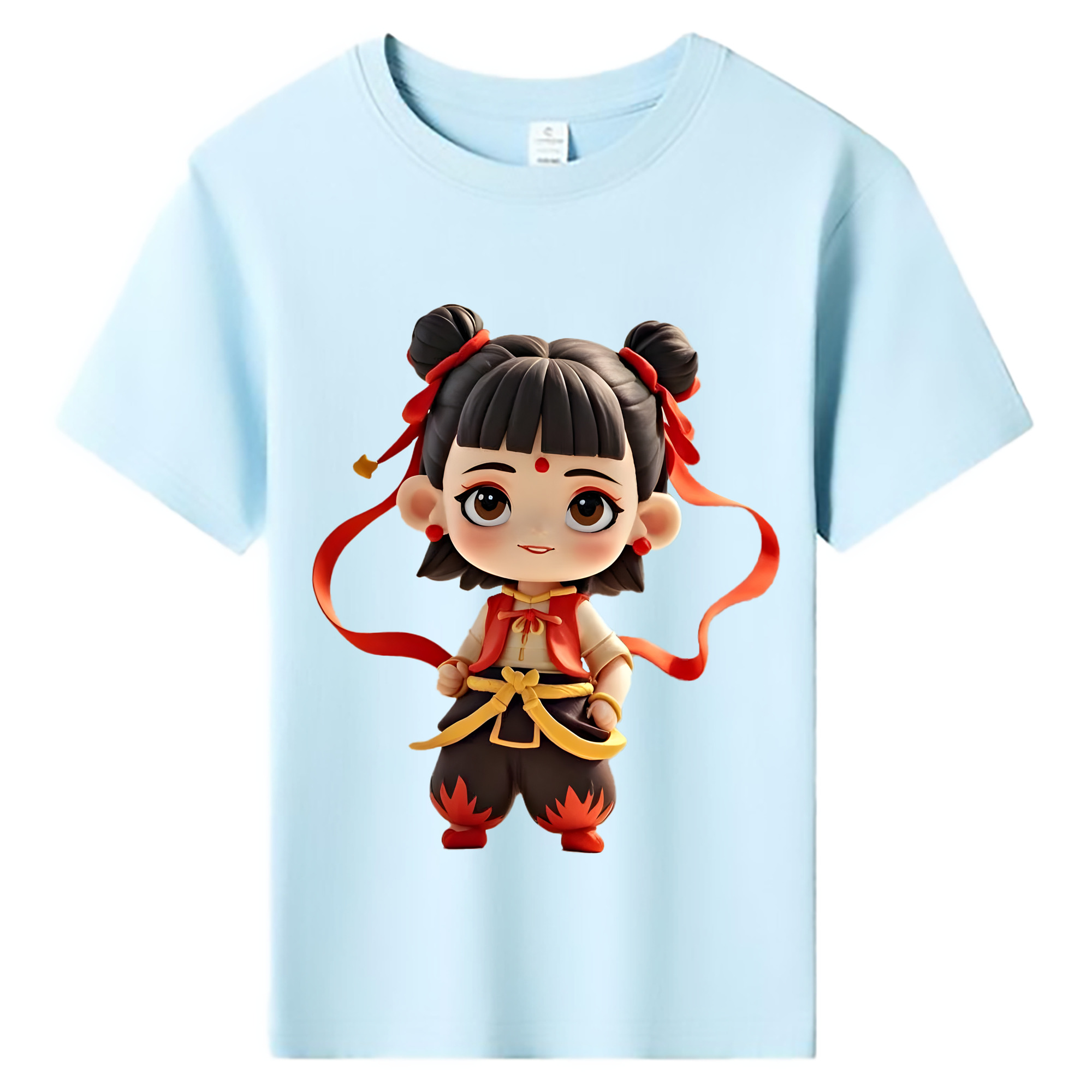 （画像用） Ne Zha 2 ナタ 魔童の大暴れ 綿100％キッズTシャツ（フロントプリント）